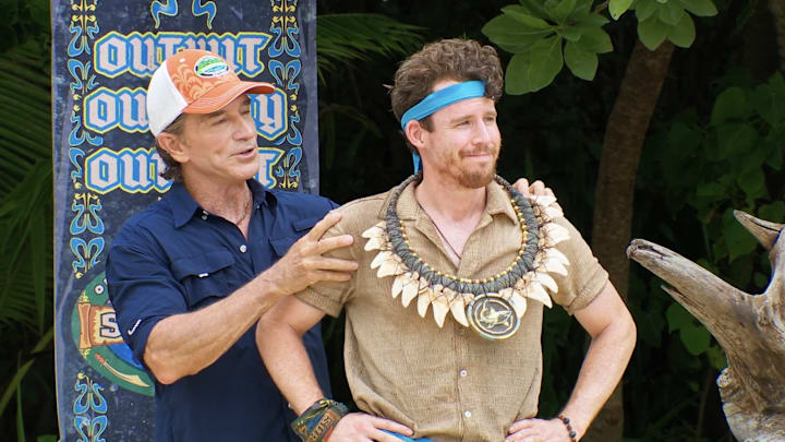 “Cherry on Top” – Revenge is a dish best served cold when one castaway tries to get back at the person who eliminated their day one. One castaway’s journey becomes a race against mother nature to outrun the tides. Then, a new version of a familiar challenge stands between castaways and the immunity necklace, on SURVIVOR, Wednesday, Dec. 3 JeffProbst serves as host and executive producer. Pictured L to R: Jeff Probst and Steven Ramm. Photo: CBS ©2025 CBS Broadcasting, Inc. All Rights Reserved. 