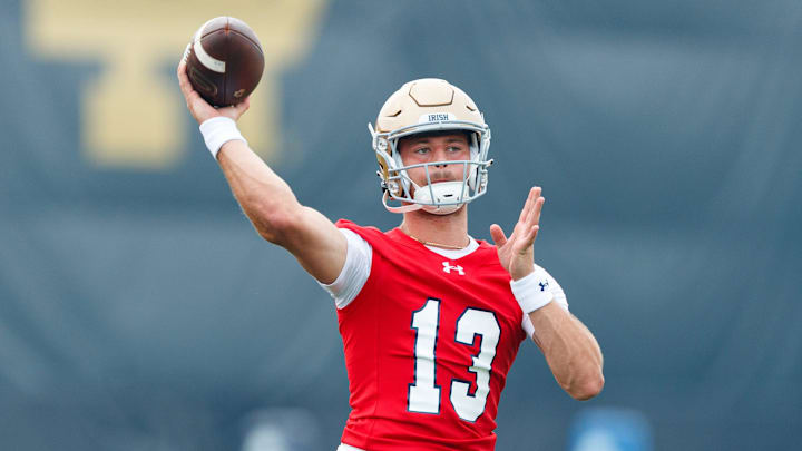 Freshman quarterback CJ Carr won Notre Dame's starting quarterback job. 