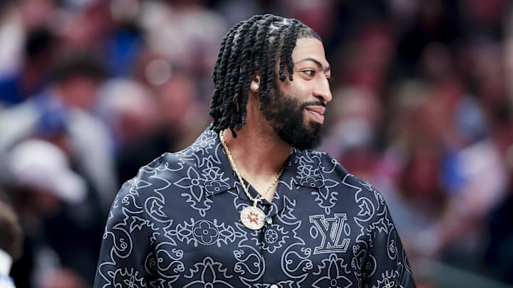 Mar 1, 2025; Dallas, Texas, USA;  Dallas Mavericks forward Anthony Davis looks on against the Milwaukee Bucks during the first half at American Airlines Center. Mandatory Credit: Kevin Jairaj-Imagn Images