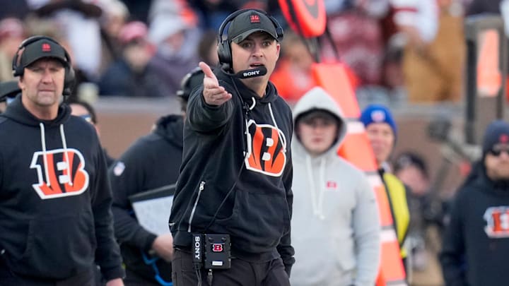 Cincinnati Bengals head coach Zac Taylor points down field in the second quarter of the NFL Week 18 game between the Cincinnati Bengals and the Cleveland Browns at Paycor Stadium in Downtown Cincinnati on Sunday, Jan. 4, 2026. Cincinnati Bengals head coach Zac Taylor points down field in the second quarter of the NFL Week 18 game between the Cincinnati Bengals and the Cleveland Browns at Paycor Stadium in Downtown Cincinnati on Sunday, Jan. 4, 2026.