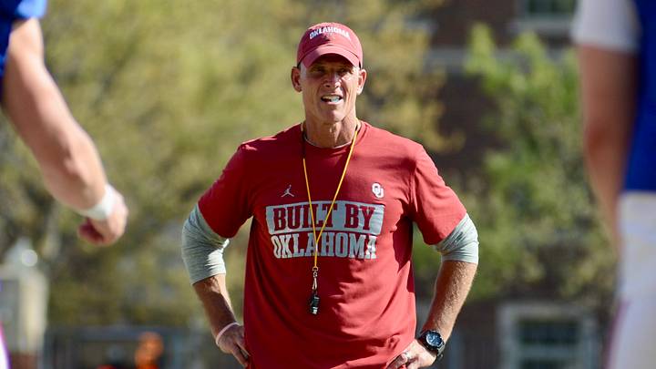 Oklahoma coach Brent Venables looks on at practice.