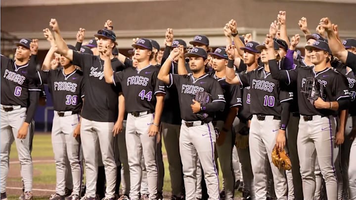 TCU Baseball celebrates win over Dallas Baptist