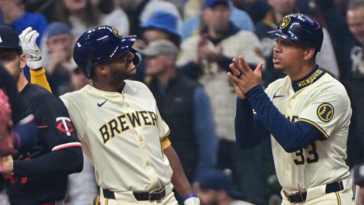 Apr 2, 2024; Milwaukee, Wisconsin, USA; Milwaukee Brewers center fielder Jackson Chourio (11)