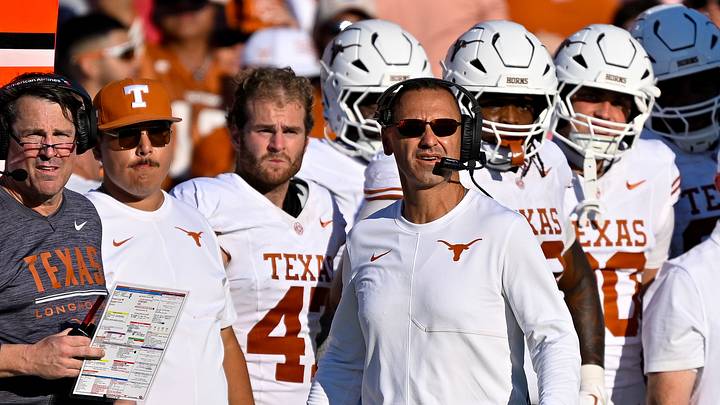 Texas Longhorns head coach Steve Sarkisian looks on. Mandatory Credit: Jerome Miron-Imagn Images