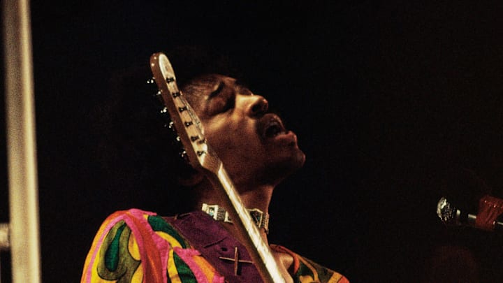 Jimi Hendrix Playing at Isle of Wight Festival