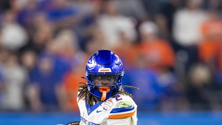 Dec 31, 2024; Glendale, AZ, USA; Boise State Broncos running back Ashton Jeanty (2) against the Penn State Nittany Lions during the Fiesta Bowl at State Farm Stadium. Mandatory Credit: Mark J. Rebilas-Imagn Images Dec 31, 2024; Glendale, AZ, USA; Boise State Broncos running back Ashton Jeanty (2) against the Penn State Nittany Lions during the Fiesta Bowl at State Farm Stadium. Mandatory Credit: Mark J. Rebilas-Imagn Images