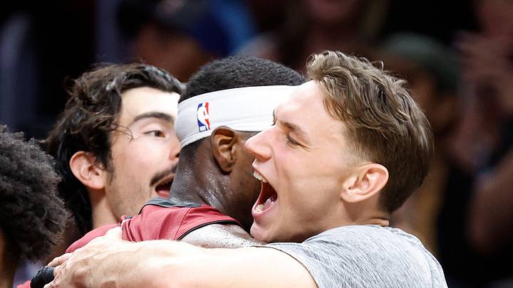 Mar 10, 2026; Miami, Florida, USA; Miami Heat center Bam Adebayo (13) celebrates with forward Jaime Jaquez Jr. and guard Pelle Larsson, after becoming the NBA's second highest scorer of points with 83 in a game against the Wshington Wizards at Kaseya Center. Mandatory Credit: Rhona Wise-Imagn Images Mar 10, 2026; Miami, Florida, USA; Miami Heat center Bam Adebayo (13) celebrates with forward Jaime Jaquez Jr. and guard Pelle Larsson, after becoming the NBA's second highest scorer of points with 83 in a game against the Wshington Wizards at Kaseya Center. Mandatory Credit: Rhona Wise-Imagn Images