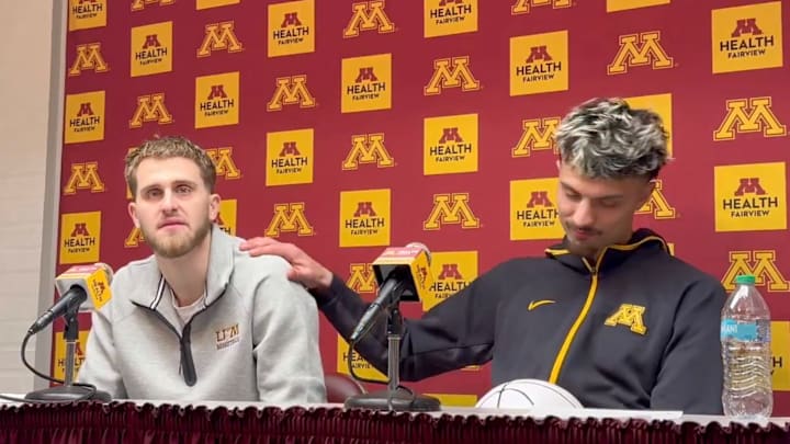Parker Fox and Dawson Garcia talk to the media after the Gophers' upset win over Oregon Parker Fox and Dawson Garcia talk to the media after the Gophers' upset win over Oregon