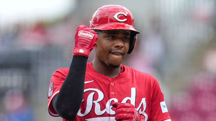 Cincinnati Reds third baseman Ke'Bryan Hayes (3) celebrates