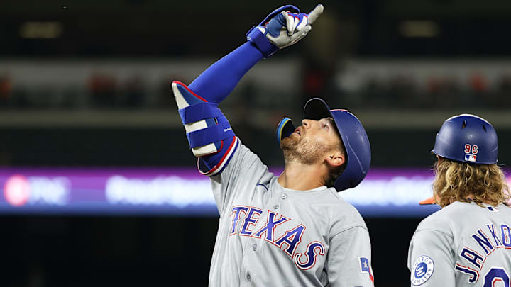 Texas Rangers left fielder Brandon Nimmo.