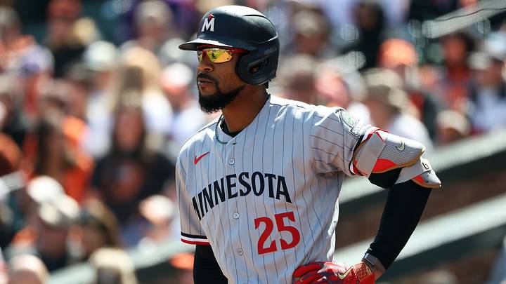 Mar 29, 2026; Baltimore, Maryland, USA; Minnesota Twins center fielder Byron Buxton (25) looks on during the first inning against the Baltimore Orioles at Oriole Park at Camden Yards. Mandatory Credit: Daniel Kucin Jr.-Imagn Images