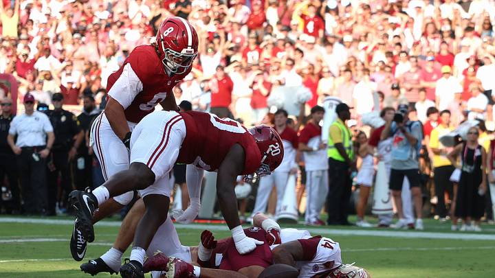 Sep 19, 2026; Tuscaloosa, Alabama, USA; Florida State Seminoles quarterback Ashton Daniels (14) scores a touchdown against the Alabama Crimson Tide during the first half at Saban Field at Bryant-Denny Stadium. Mandatory Credit: David Leong-Imagn Images Sep 19, 2026; Tuscaloosa, Alabama, USA; Florida State Seminoles quarterback Ashton Daniels (14) scores a touchdown against the Alabama Crimson Tide during the first half at Saban Field at Bryant-Denny Stadium. Mandatory Credit: David Leong-Imagn Images