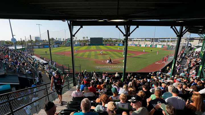 Daytona Tortugas hosts the Palm Beach Cardinals at Jackie Robinson Ballpark in Daytona Beach, Saturday, July 26, 2025. Daytona Tortugas hosts the Palm Beach Cardinals at Jackie Robinson Ballpark in Daytona Beach, Saturday, July 26, 2025.