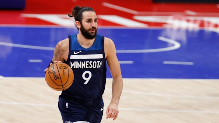 May 11, 2021; Detroit, Michigan, USA; Minnesota Timberwolves guard Ricky Rubio (9) dribbles in the second half against the Detroit Pistons at Little Caesars Arena. Mandatory Credit: Rick Osentoski-Imagn Images May 11, 2021; Detroit, Michigan, USA; Minnesota Timberwolves guard Ricky Rubio (9) dribbles in the second half against the Detroit Pistons at Little Caesars Arena. Mandatory Credit: Rick Osentoski-Imagn Images