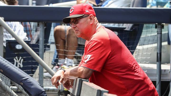 Jun 21, 2026; Bronx, New York, USA;  Cincinnati Reds manager Terry Francona (77) at Yankee Stadium. Mandatory Credit: Wendell Cruz-Imagn Images