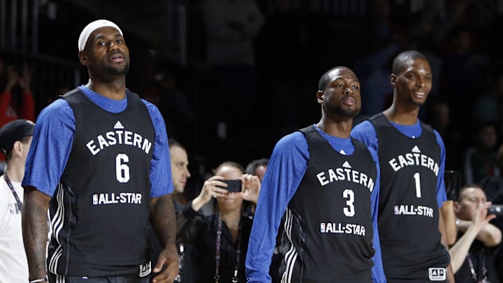 LeBron James, Dwyane Wade and Chris Bosh at 2013 NBA All-Star weekend.