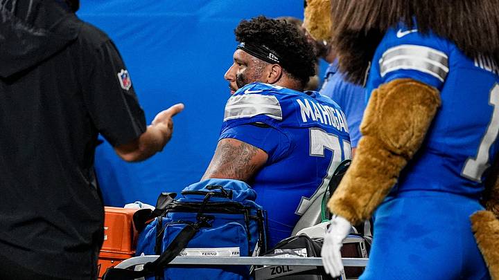 Detroit Lions offensive lineman Christian Mahogany (73).