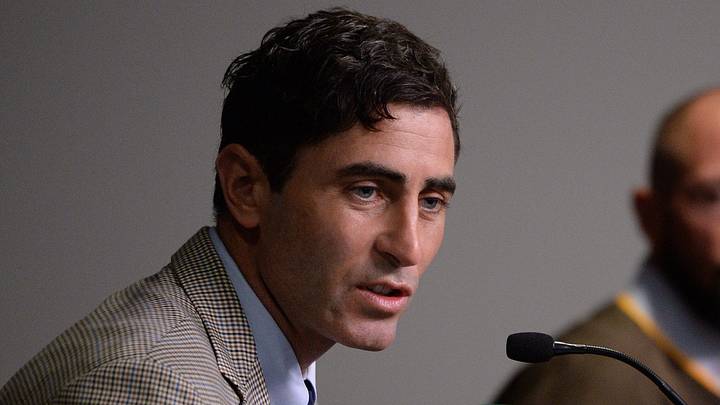 Oct 31, 2019; San Diego, CA, USA; San Diego Padres general manager AJ Preller (left) speaks to the media as manager Jayce Tingler is introduced at Petco Park. Mandatory Credit: Orlando Ramirez-Imagn Images Oct 31, 2019; San Diego, CA, USA; San Diego Padres general manager AJ Preller (left) speaks to the media as manager Jayce Tingler is introduced at Petco Park. Mandatory Credit: Orlando Ramirez-Imagn Images