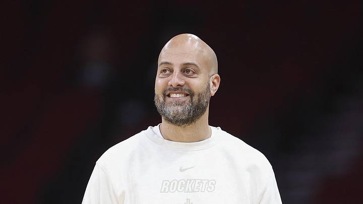 Feb 23, 2024; Houston, Texas, USA; Houston Rockets general manager Rafael Stone smiles before the game against the Phoenix Suns at Toyota Center. Mandatory Credit: Troy Taormina-Imagn Images Feb 23, 2024; Houston, Texas, USA; Houston Rockets general manager Rafael Stone smiles before the game against the Phoenix Suns at Toyota Center. Mandatory Credit: Troy Taormina-Imagn Images