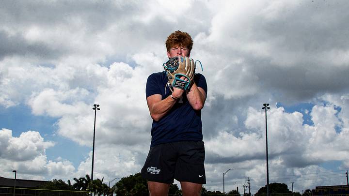 Johnny King, a Naples High School graduate stands for a portrait at the baseball fields at the school on Friday, June 28, 2024. The pitcher is set to be drafted in the 2024 draft. Johnny King, a Naples High School graduate stands for a portrait at the baseball fields at the school on Friday, June 28, 2024. The pitcher is set to be drafted in the 2024 draft.