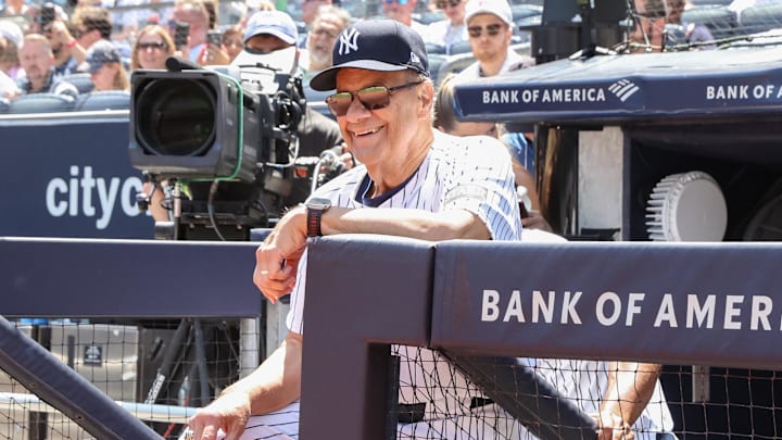 Aug 9, 2025; Bronx, New York, USA;  Former New York Yankees manager Joe Torre at Old Timer’s Day at Yankee Stadium. Mandatory Credit: Wendell Cruz-Imagn Images