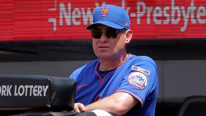 Jun 11, 2026; New York City, New York, USA; New York Mets manager Carlos Mendoza (64) watches from the dugout during the third inning against the St. Louis Cardinals at Citi Field. Mandatory Credit: Brad Penner-Imagn Images