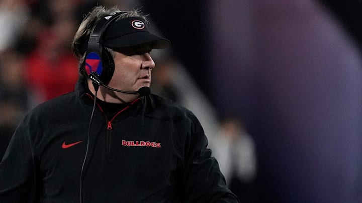 Georgia head coach Kirby Smart on the sideline during the first half of a NCAA college football game against Tennessee in Athens, Ga., on Saturday, Nov. 16, 2024. Georgia head coach Kirby Smart on the sideline during the first half of a NCAA college football game against Tennessee in Athens, Ga., on Saturday, Nov. 16, 2024.