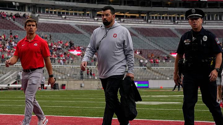 Ohio State Buckeyes head coach Ryan Day walks on the field before the Ohio State football spring game at Ohio Stadium on Saturday, April 18, 2026 in Columbus, Ohio. Ohio State Buckeyes head coach Ryan Day walks on the field before the Ohio State football spring game at Ohio Stadium on Saturday, April 18, 2026 in Columbus, Ohio.