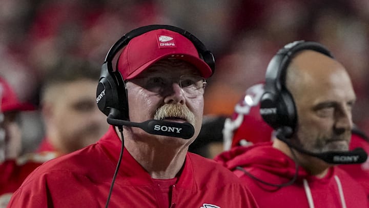 Dec 25, 2025; Kansas City, Missouri, USA; Kansas City Chiefs coach Andy Reid during the second quarter at GEHA Field at Arrowhead Stadium. Mandatory Credit: Denny Medley-Imagn Images Dec 25, 2025; Kansas City, Missouri, USA; Kansas City Chiefs coach Andy Reid during the second quarter at GEHA Field at Arrowhead Stadium. Mandatory Credit: Denny Medley-Imagn Images