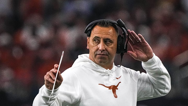 Texas Longhorns head coach Steve Sarkisian walks the sideline during the Big 12 Championship game