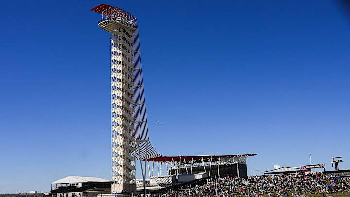 BWT Alpine driver Esteban Ocon rounds turn 17 below the COTA tower during the first F1 practice at Circuit of Americas on Friday Oct. 20, 2023 ahead of the Formula 1 Lenovo United States Grand Prix on Sunday.