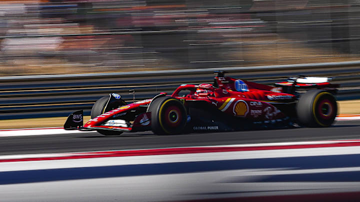Scuderia Ferrari driver Charles Leclerc rounds turn 16 during the Formula 1 Pirelli United States Grand Prix at Circuit of the Americas on Sunday, Oct. 20, 2024. Scuderia Ferrari driver Charles Leclerc rounds turn 16 during the Formula 1 Pirelli United States Grand Prix at Circuit of the Americas on Sunday, Oct. 20, 2024.