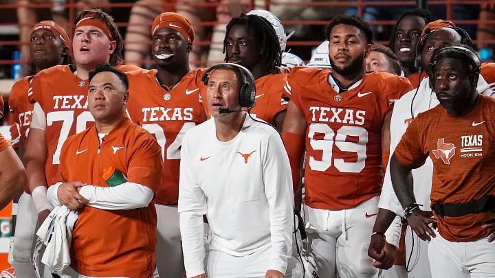 Texas Longhorns head coach Steve Sarkisian watches from the sideline during the NCAA football game against the Ohio State Buckeyes at Darrell K Royal–Texas Memorial Stadium in Austin, Texas on Sept. 12, 2026. Texas Longhorns head coach Steve Sarkisian watches from the sideline during the NCAA football game against the Ohio State Buckeyes at Darrell K Royal–Texas Memorial Stadium in Austin, Texas on Sept. 12, 2026.