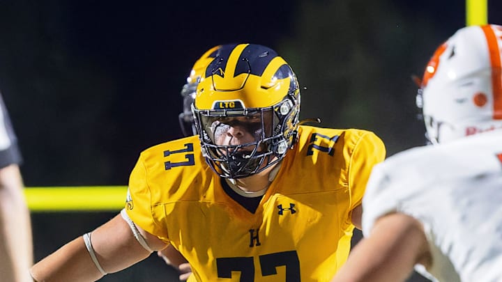 Hartland's William Tobin drops into pass coverage during a loss to Brighton Friday, Sept. 27, 2024.