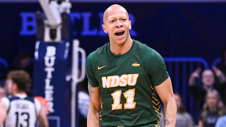 North Dakota State guard Jacari White shows a little emotion at Butler in December. North Dakota State guard Jacari White shows a little emotion at Butler in December.