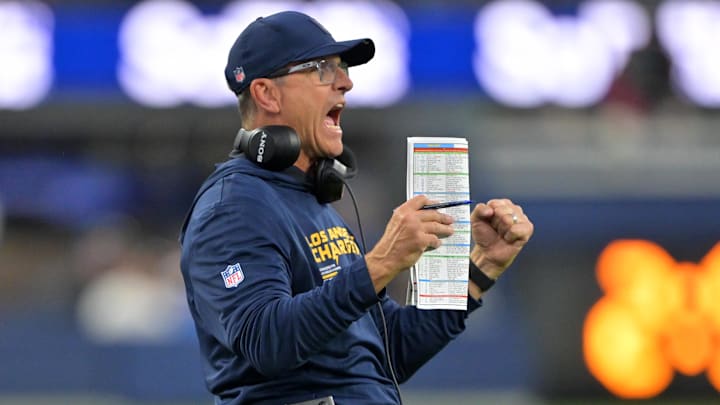 Los Angeles Chargers head coach Jim Harbaugh Los Angeles Chargers head coach Jim Harbaugh