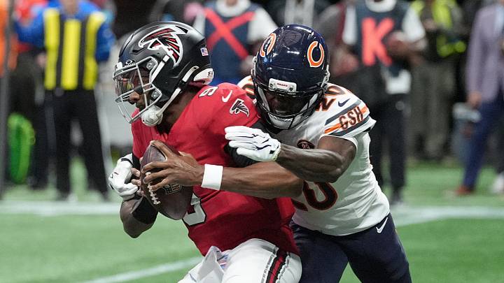 Former Atlanta Falcons cornerback Clark Phillips III sacks Atlanta Falcons quarterback Michael Penix Jr. Former Atlanta Falcons cornerback Clark Phillips III sacks Atlanta Falcons quarterback Michael Penix Jr.