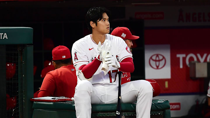 Sep 23, 2021; Anaheim, California, USA; Los Angeles Angels designated hitter Shohei Ohtani (17)