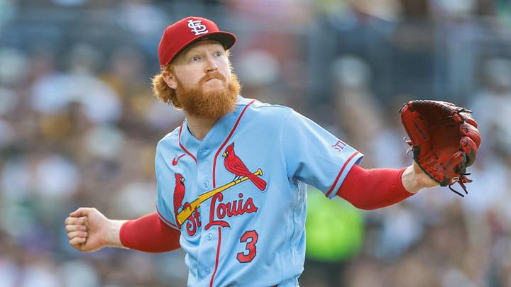 May 9, 2026; San Diego, California, USA; St. Louis Cardinals starting pitcher Dustin May (3) celebrates after a strike out to end the sixth inning against the San Diego Padres at Petco Park. Mandatory Credit: David Frerker-Imagn Images May 9, 2026; San Diego, California, USA; St. Louis Cardinals starting pitcher Dustin May (3) celebrates after a strike out to end the sixth inning against the San Diego Padres at Petco Park. Mandatory Credit: David Frerker-Imagn Images