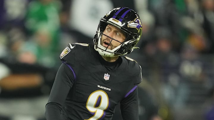 Tucker watches one of his three missed kicks against the Eagles in Week 13.