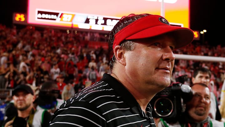 Georgia coach Kirby Smart looks out at the field and the fans still in the stands after a NCAA college football game between Tennessee and Georgia in Athens, Ga., on Saturday, Nov. 5, 2022. Georgia won 27-13.

News Joshua L Jones
