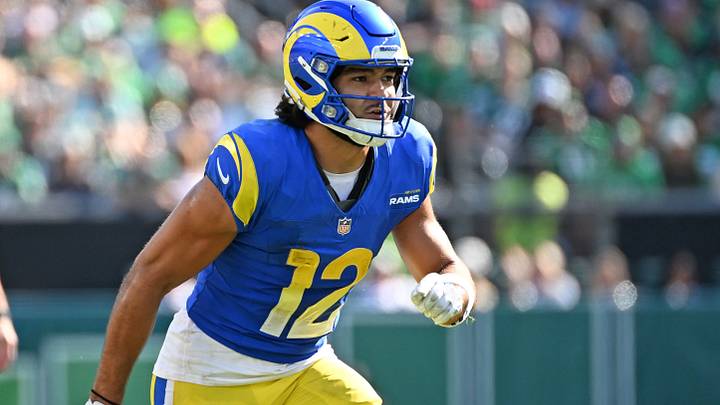 Los Angeles Rams wide receiver Puka Nacua (12) against the Philadelphia Eagles at Lincoln Financial Field. Los Angeles Rams wide receiver Puka Nacua (12) against the Philadelphia Eagles at Lincoln Financial Field.