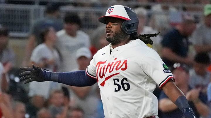 Twins designated hitter Josh Bell (56) runs the bases on his three-run home run Credit: Bruce Kluckhohn Twins designated hitter Josh Bell (56) runs the bases on his three-run home run Credit: Bruce Kluckhohn