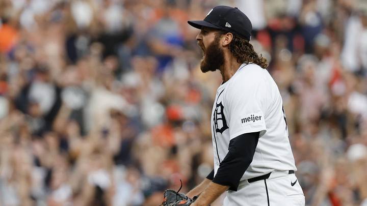 Sep 26, 2024; Detroit, Michigan, USA; Detroit Tigers relief pitcher Jason Foley (68) celebrates after defeating the Tampa Bay Rays at Comerica Park. Mandatory Credit: Rick Osentoski-Imagn Images Sep 26, 2024; Detroit, Michigan, USA; Detroit Tigers relief pitcher Jason Foley (68) celebrates after defeating the Tampa Bay Rays at Comerica Park. Mandatory Credit: Rick Osentoski-Imagn Images