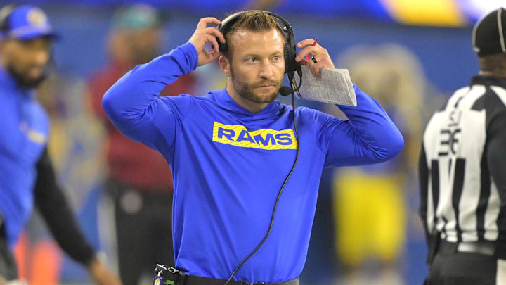 Dec 28, 2024; Inglewood, California, USA; Los Angeles Rams head coach Sean McVay on the sidelines in the second half against the Arizona Cardinals at SoFi Stadium. Mandatory Credit: Jayne Kamin-Oncea-Imagn Images Dec 28, 2024; Inglewood, California, USA; Los Angeles Rams head coach Sean McVay on the sidelines in the second half against the Arizona Cardinals at SoFi Stadium. Mandatory Credit: Jayne Kamin-Oncea-Imagn Images