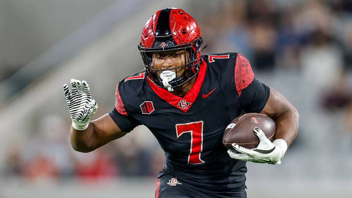 San Diego State Aztecs running back Lucky Sutton (7). San Diego State Aztecs running back Lucky Sutton (7).