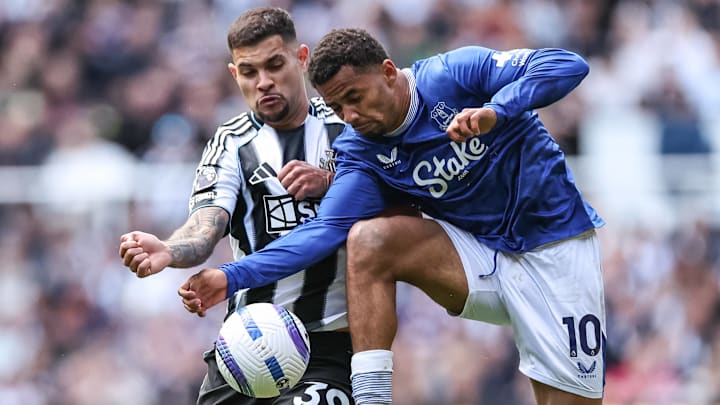 Iliman Ndiaye (right) gave Bruno Guimarães (left) and Newcastle United fits on the final day of the Premier League season.