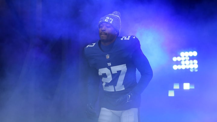 Dec 31, 2023; East Rutherford, New Jersey, USA; New York Giants safety Jason Pinnock (27) Dec 31, 2023; East Rutherford, New Jersey, USA; New York Giants safety Jason Pinnock (27)
