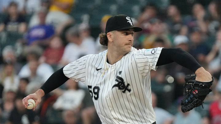 Sep 8, 2026; Chicago, Illinois, USA;  Chicago White Sox pitcher Sean Burke (59) throws the ball against the Pittsburgh Pirates during the first inning at Rate Field.  Mandatory Credit: David Banks-Imagn Images