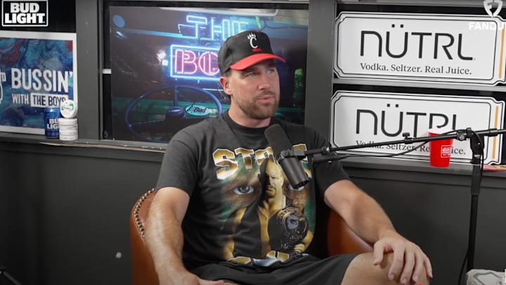 Travis Kelce on the 'Bussin With the Boys' podcast released July 1, 2025.